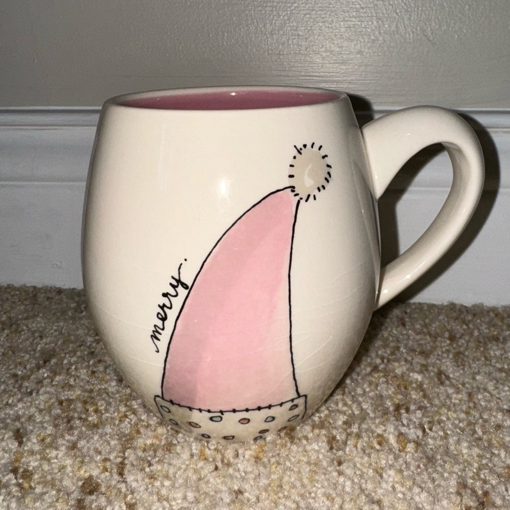 Magenta Rae Dunn Merry Pink Santa Hat with crazing